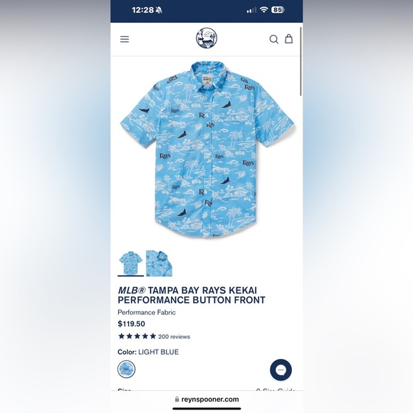 REYN SPOONER Tampa Bay Rays Scenic button-up shirt from, Men’s size medium NEW - Picture 9 of 9